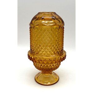 Vtg. Viking Amber Glass Fairy Lamp